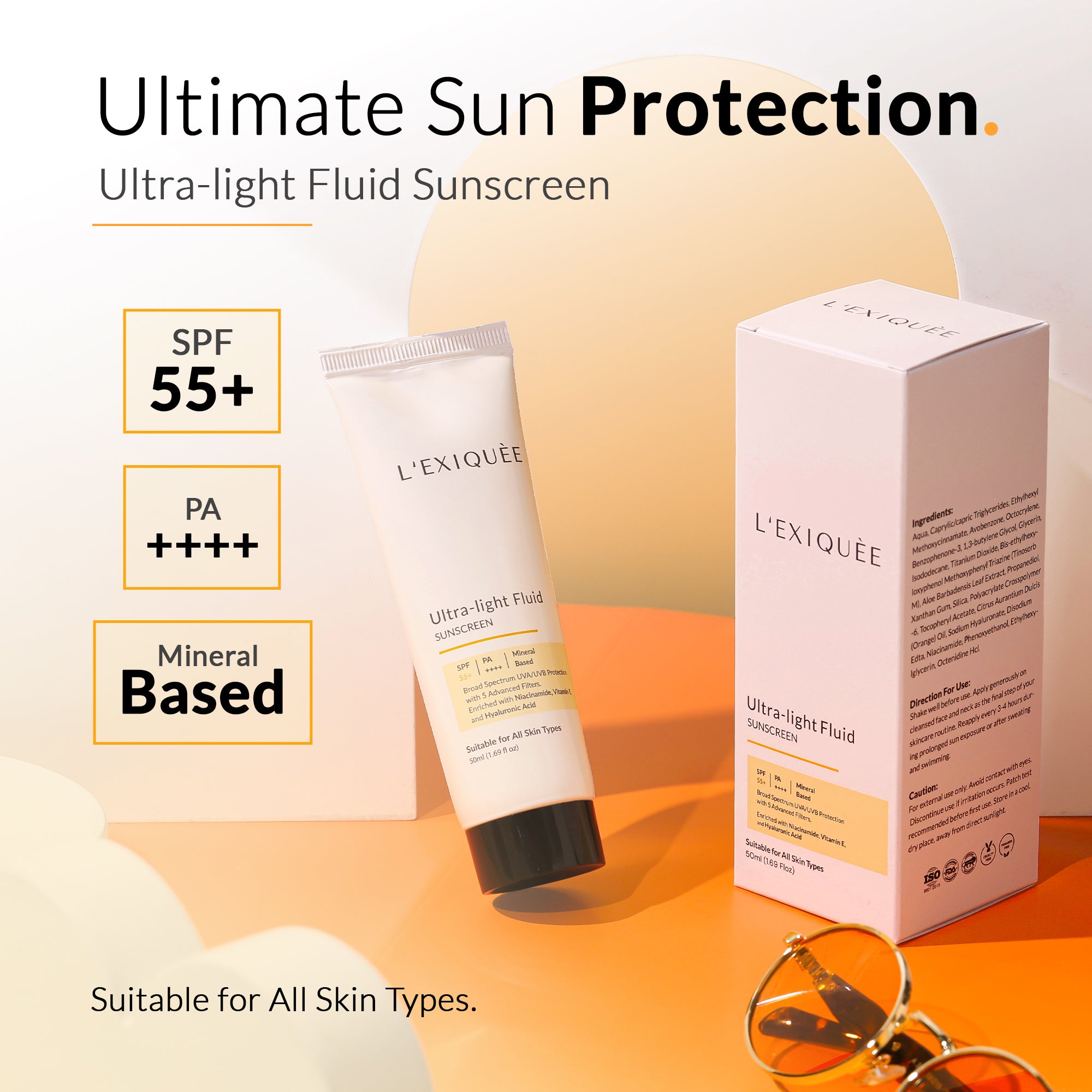 Ultra-Light Mineral Sunscreen SPF 55 PA++++ 50ml - L’EXIQUÈE
