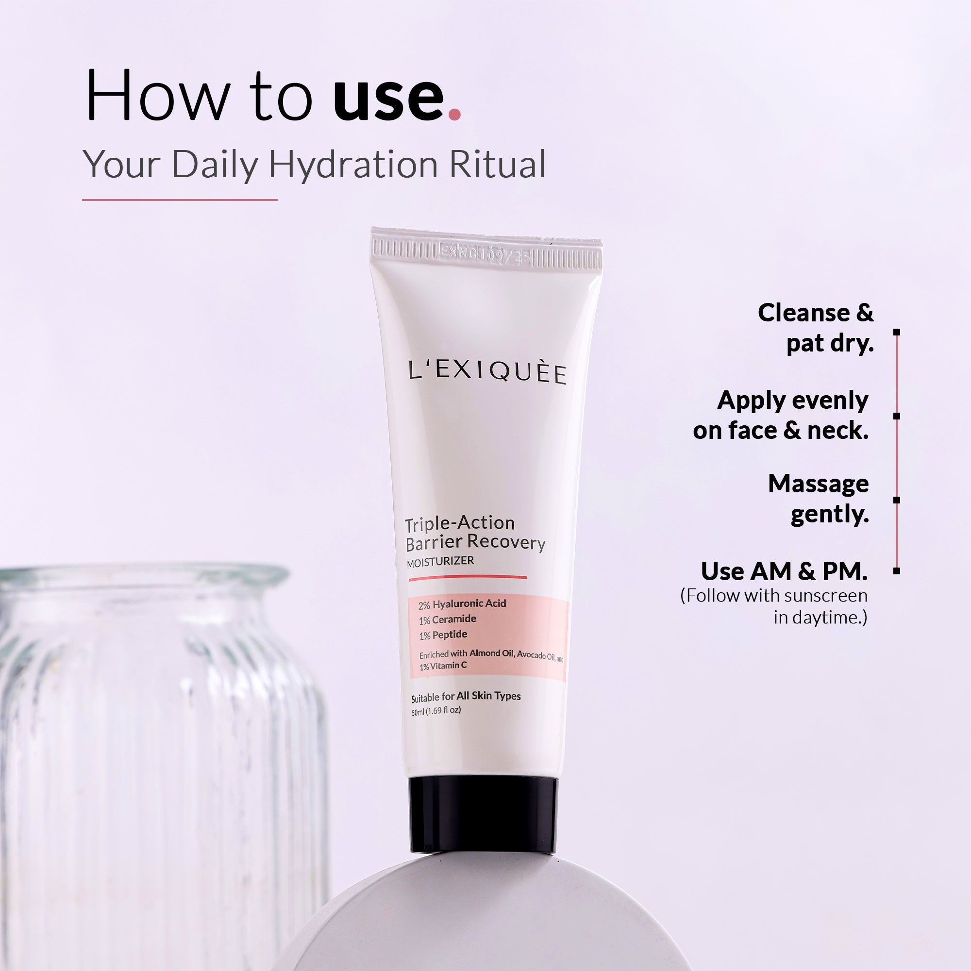 Barrier Recovery Moisturizer 2% HA Ceramide Peptide 50ml - L’EXIQUÈE
